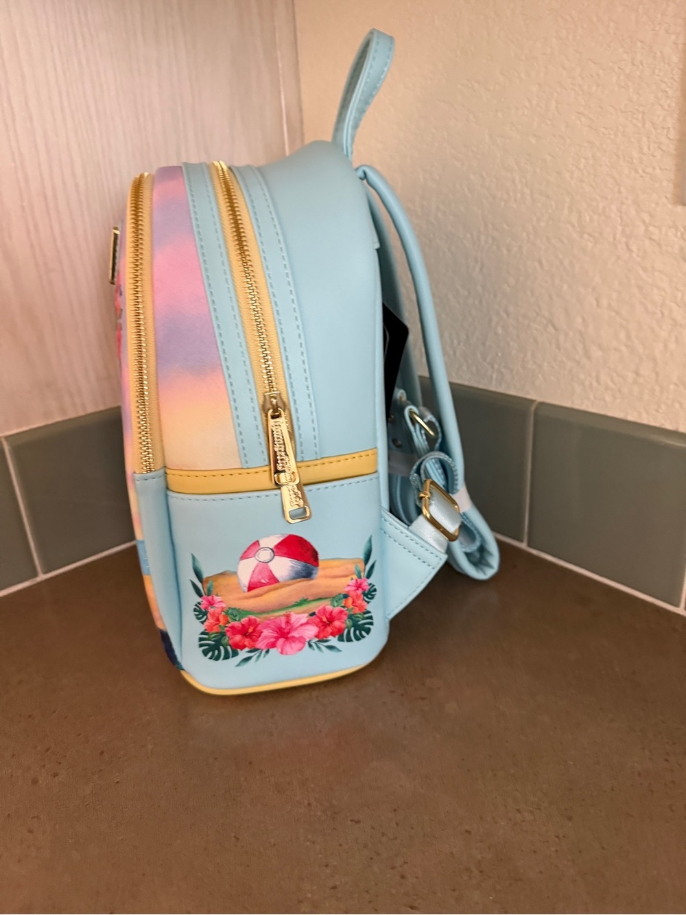 Disney x Loungefly Blue Stitch Beach Mini Backpack - Picture 4 of 4